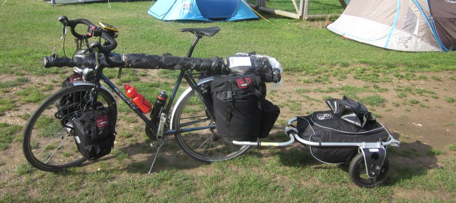 Fully loaded bike and trailer