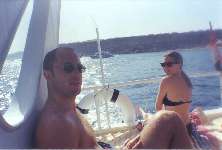 Miguel and Jackie on the boat